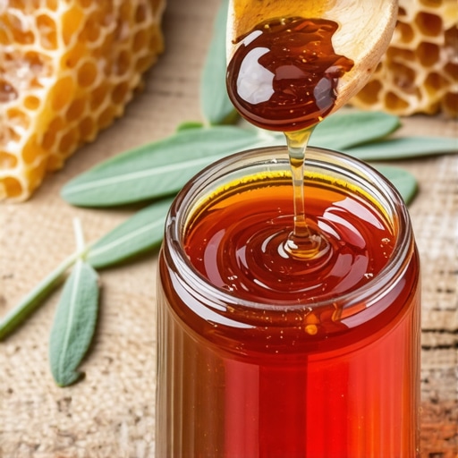Gusti melem od žalfije i meda za upalu grla u staklenoj tegli
