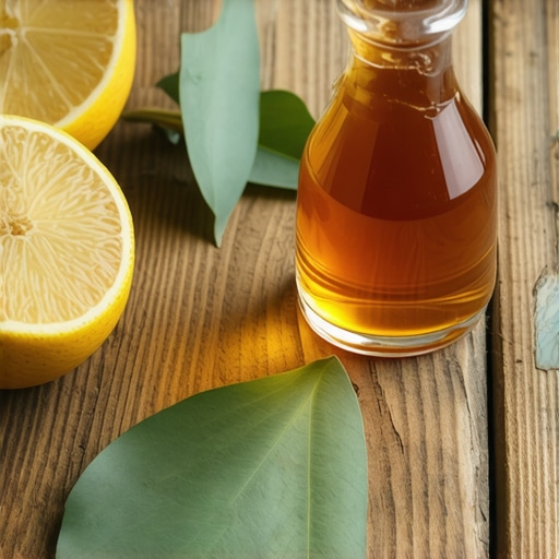 Domaci prirodni lek protiv kaslja od lovora i limuna na drvenom stolu