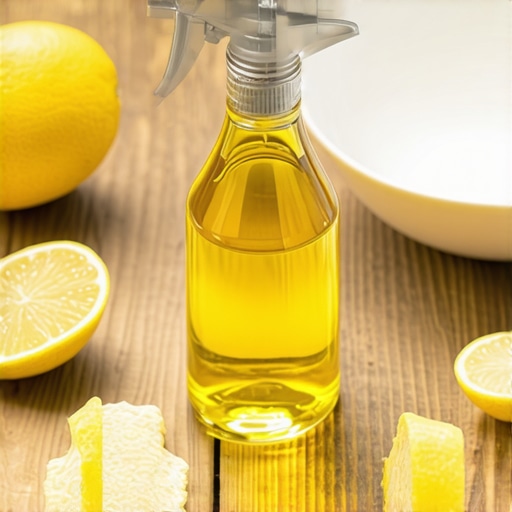 Prirodni sastojci za pravljenje diy spreja protiv mrava na drvenom stolu