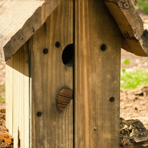 Detaljan prikaz ručno rađene drvene hranilice za ptice od recikliranog drveta