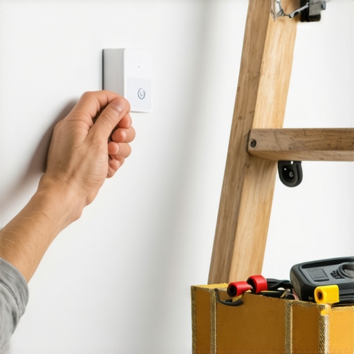 Čovek montira pametni senzor na zid pomoću šrafcigera