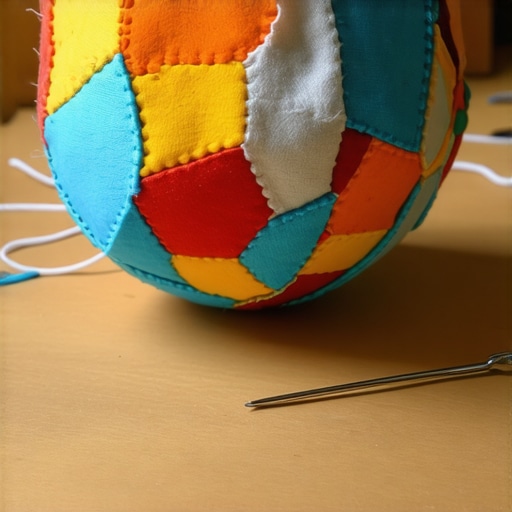 Šivenje delova tkanine za dečiju loptu