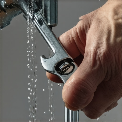 Osoba popravlja slavinu koja kaplje pomoću francuskog ključa u kupatilu