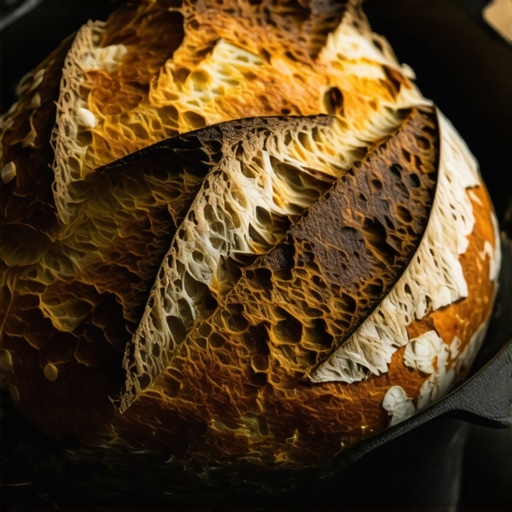 Domaći hleb pečen u livenoj šerpi sa tamnom i hrskavom koricom