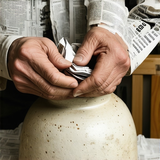 Ruke koje gužvaju novine za bezbedno pakovanje lomljivih poklona