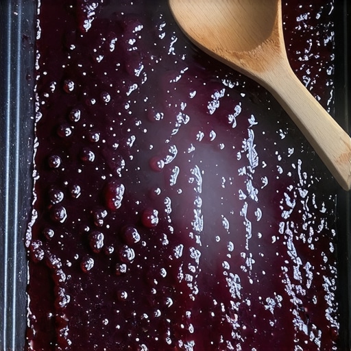 Gusta domaća marmelada od šljiva u dubokom plehu unutar rerne.