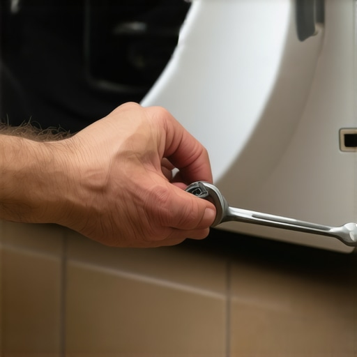 Majstor podešava nogice veš mašine kako bi sprečio lupanje