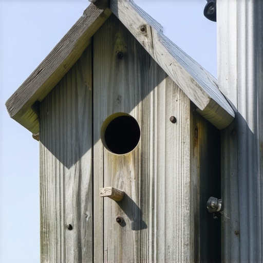 Pogrešno postavljena drvena kućica za ptice na suncu Drvena kućica za ptice izložena jakom suncu što uzrokuje pregrevanje