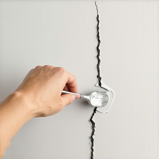 Osoba nanosi git na pukotinu u zidu pomoću male špatule