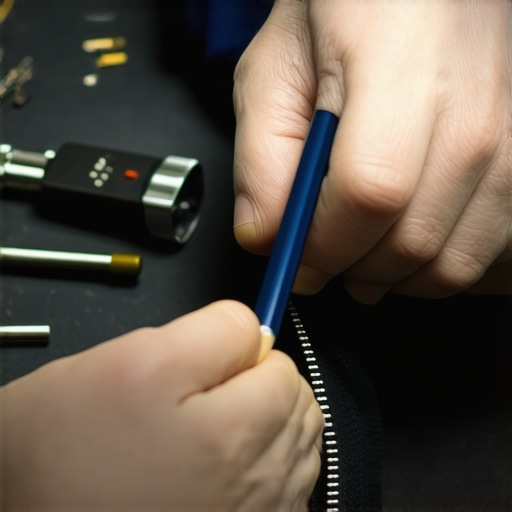 Ruke koje popravljaju zaglavljen rajsferšlus pomoću olovke