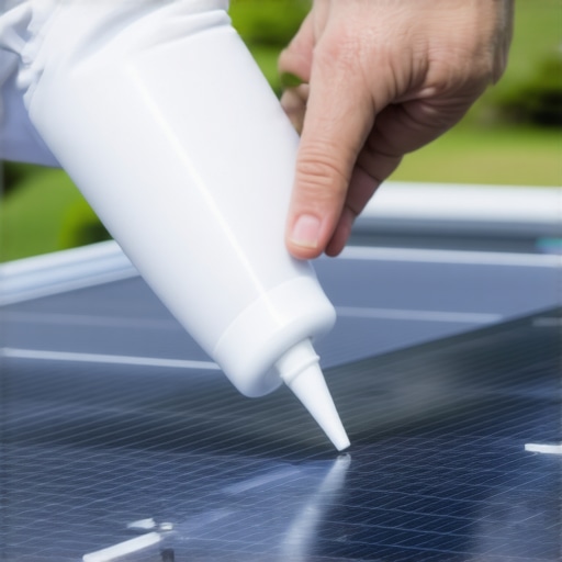 Ruka majstora nanosi silikon na ivicu solarne lampe za baštu