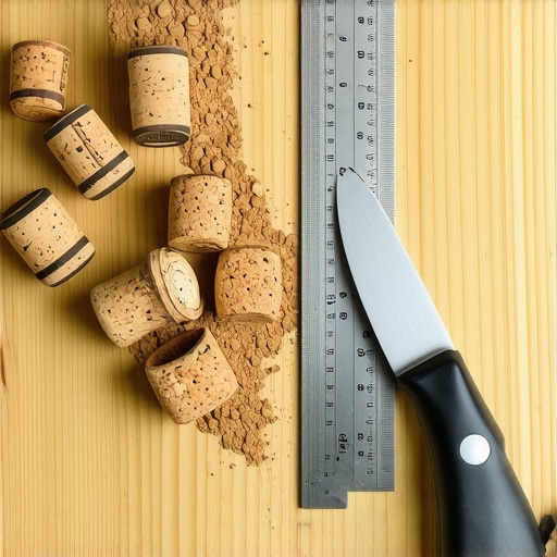 Priprema plute za motivacionu tablu Sečenje vinskih zapušača skalpelom na radnom stolu za DIY projekat