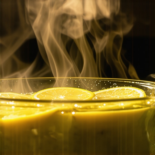 Prirodno čišćenje rerne limunom Posuda sa limunom u rerni dok isparava i omekšava masnoću