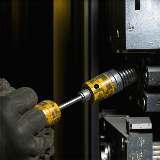 Krupni plan korišćenja JIS odvijača na metalnom delu sa vidljivom teksturom i mašću