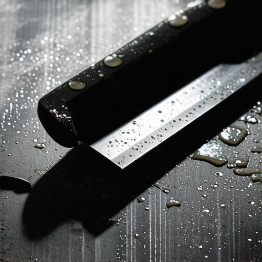 Ručno oštrenje noža na vodobrusnom kamenu Detaljan prikaz oštrenja kuhinjskog noža na japanskom kamenu pod uglom