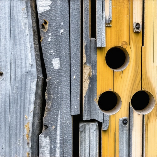 Detaljan prikaz pčelinjeg hotela sa rupama različitih prečnika i teksturom drveta