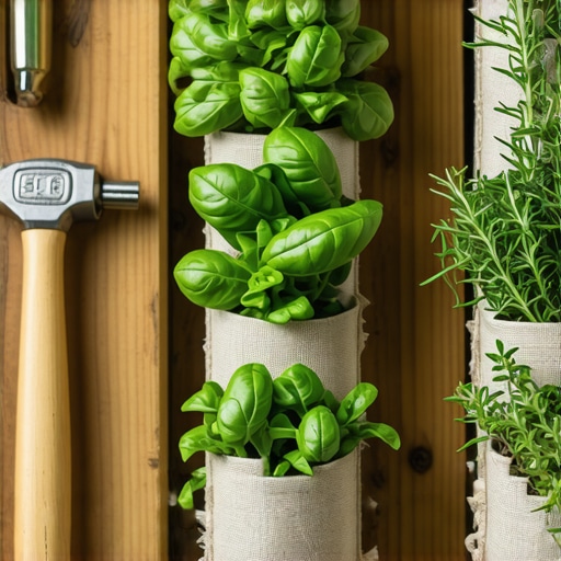 Vertikalna bašta od starih paleta sa zasađenim začinskim biljem na terasi