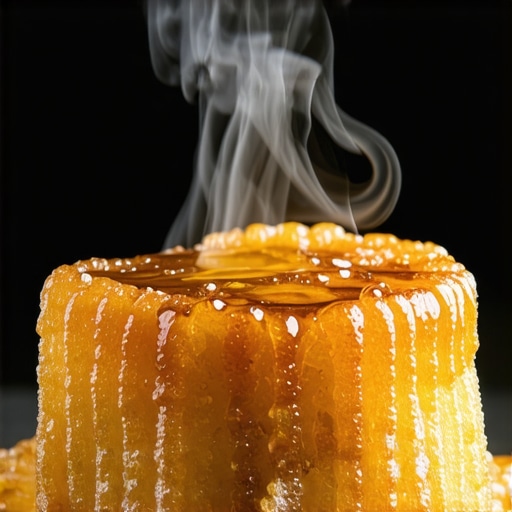 Zlatne tulumbe sa sirupom na tamnoj podlozi