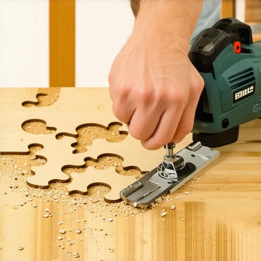 Ručna izrada drvene puzle od stare šperploče na radnom stolu punom piljevine