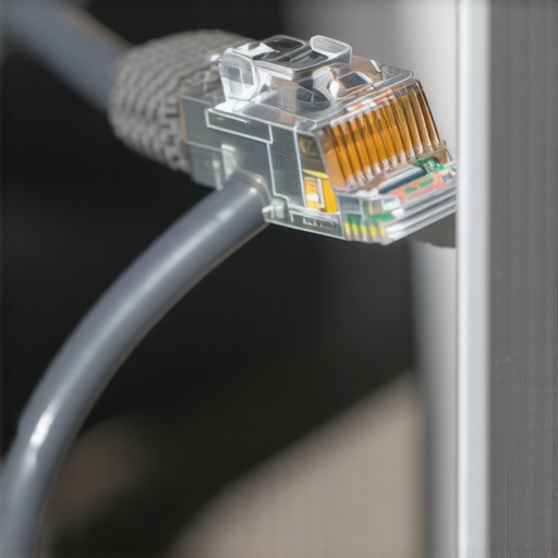 Stabilna Ethernet veza za video pozive Krupni plan Ethernet kabla koji se uključuje u laptop za stabilan internet