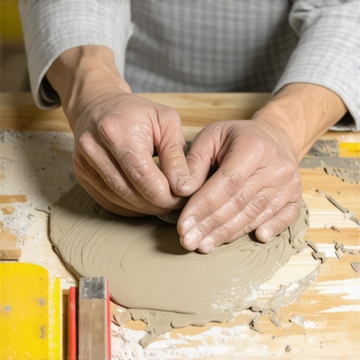 Tehnika modeliranja glinom bez pečenja Ruke majstora kako oblikuju glinu bez pečenja na drvenom stolu