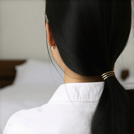 Žena koristi pojas od bade mantila za uvijanje kose bez figara