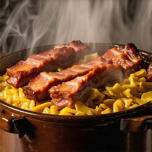 Bogati podvarak sa dimljenim mesom i pečenim kiselim kupusom u tradicionalnoj tepsiji