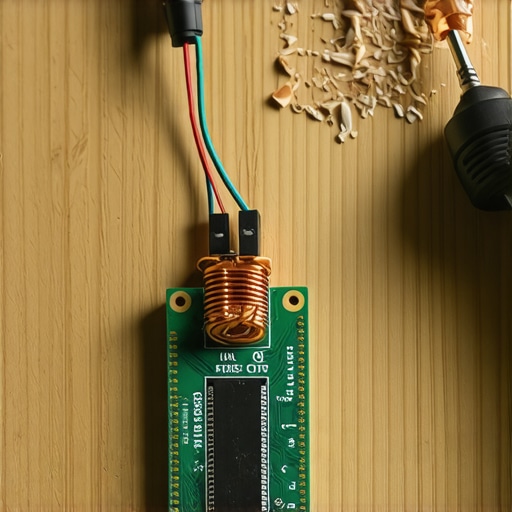 Unutrašnjost uradi sam bežičnog punjača Bakarni namotaj i elektronska ploča za bežični punjač na radnom stolu