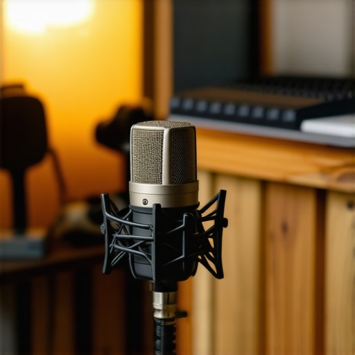 Microphone in a DIY sound booth for clean audio recording