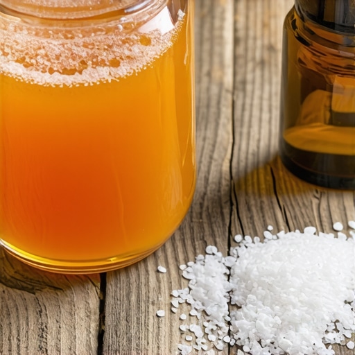 DIY prirodni osveživač vazduha u staklenoj tegli Staklena tegla sa narandžastim gel osveživačem na drvenom radnom stolu