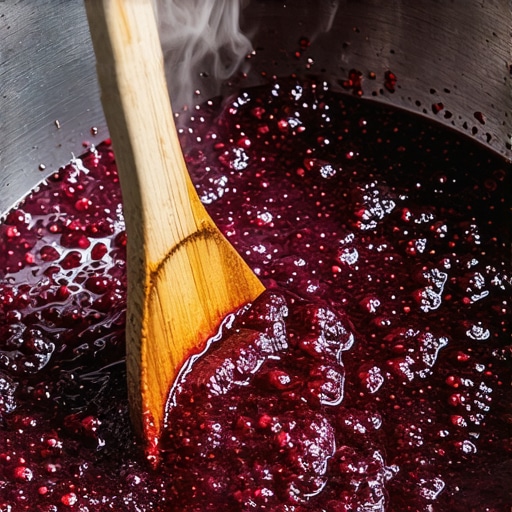 Gusta starinska marmelada od šljiva u metalnoj šerpi sa drvenom varjačom