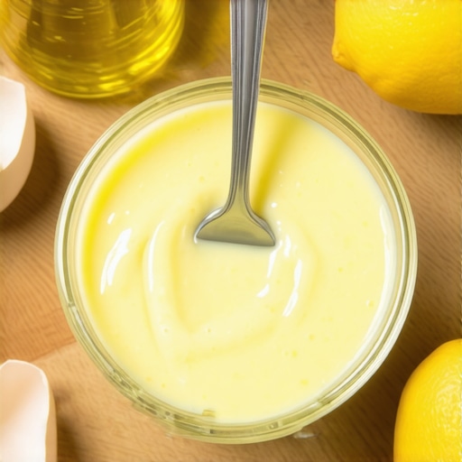 Gusti domaći majonez u staklenoj činiji pripremljen bez miksera