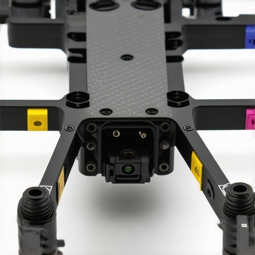 Detaljan prikaz modularnih konektora na karbonskom ramu drona bez tragova lemljenja