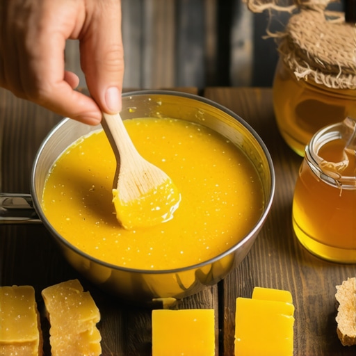 Domaći melem od pčelinjeg voska, smole i meda u pripremi