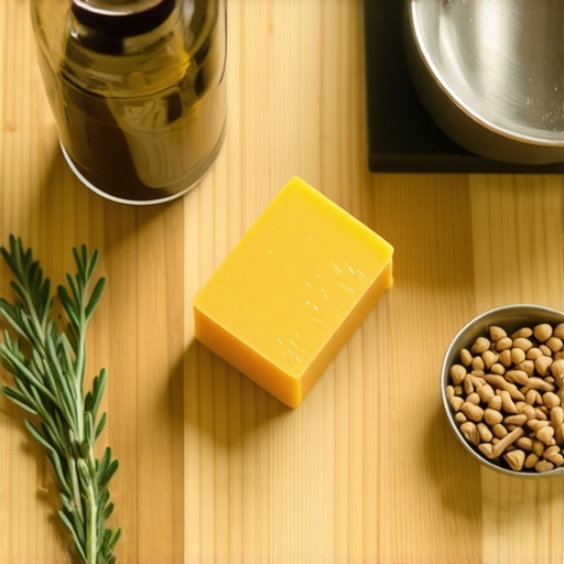 Domaći sastojci za mast od gaveza i pčelinjeg voska na radnom stolu