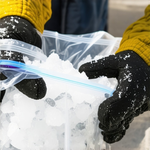 Mućkanje leda i soli u kesi za domaći sladoled