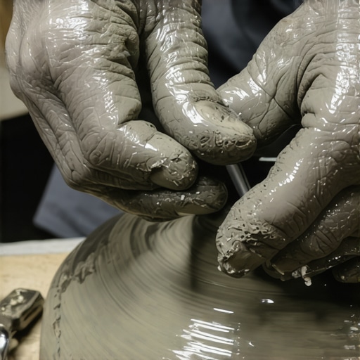 Detaljan prikaz ruku koje oblikuju glinu sa vidljivom teksturom i procesom sušenja