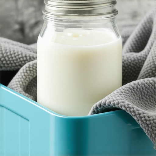 Gusti domaći jogurt u tegli unutar izolovanog frižidera sa ćebadima