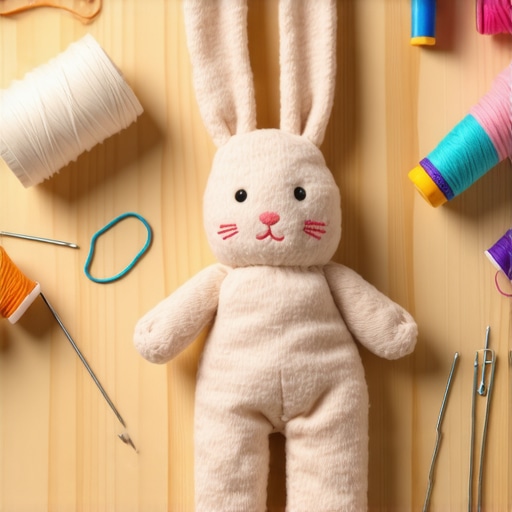 Ručno rađena igračka od čarapa i šivaći pribor na drvenom stolu