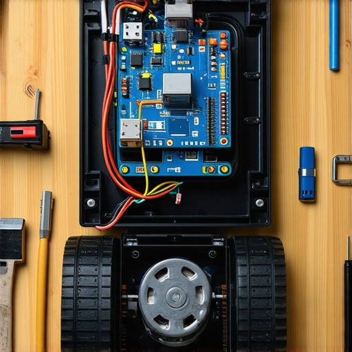 DIY Robot usisivač unutrašnja konstrukcija Unutrašnjost domaćeg robota usisivača sa motorima iz štampača i Arduinom