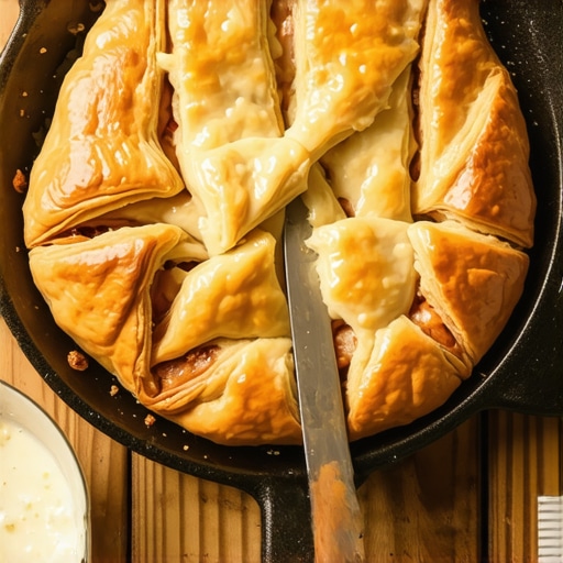 Zlatno-žuti hrskavi burek u tepsiji spreman za sečenje